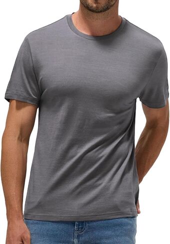 Men's Dry Fit Workout Shirts - 100% Merino Wool Base Layer Thermal T-Shirts,Odor-Resistant,Machine Washable + Laundry Bag in Saudi Arabia