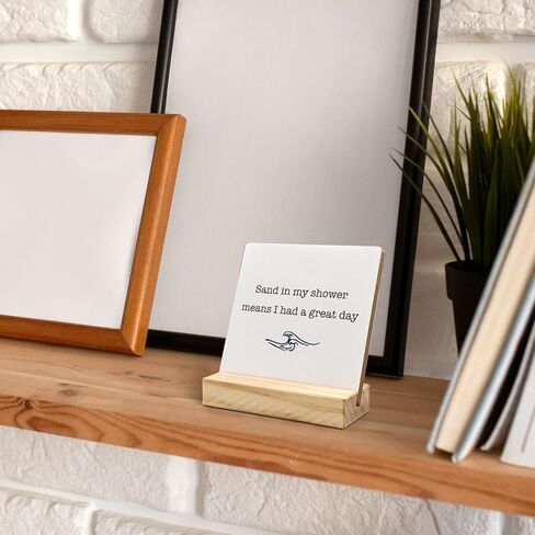 Coastal Bathroom Desk Decor, Inspirational Beach House Wood Plaque, Sand in My Shower Means I Had a Great Day Wooden Plaque Sign with Wood Stand for Coastal Beach House Home Bathroom Decor in Saudi Arabia