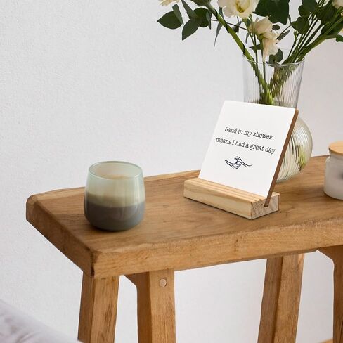 Coastal Bathroom Desk Decor, Inspirational Beach House Wood Plaque, Sand in My Shower Means I Had a Great Day Wooden Plaque Sign with Wood Stand for Coastal Beach House Home Bathroom Decor in Saudi Arabia
