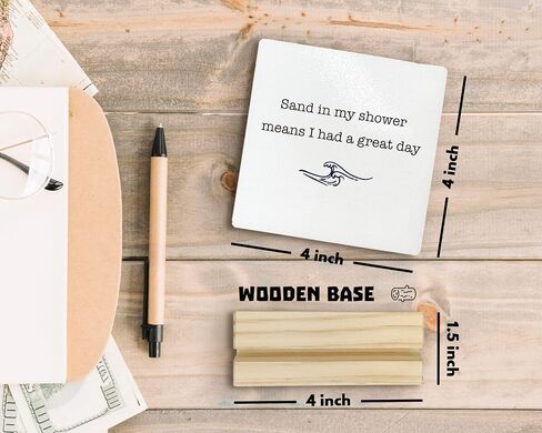 Coastal Bathroom Desk Decor, Inspirational Beach House Wood Plaque, Sand in My Shower Means I Had a Great Day Wooden Plaque Sign with Wood Stand for Coastal Beach House Home Bathroom Decor in Saudi Arabia