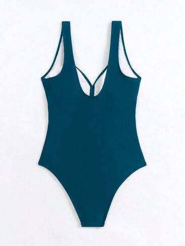 MakeMeChic Women's Ruched Tummy Control One Piece Swimsuit V Neck Monokini Bathing Suit in Saudi Arabia