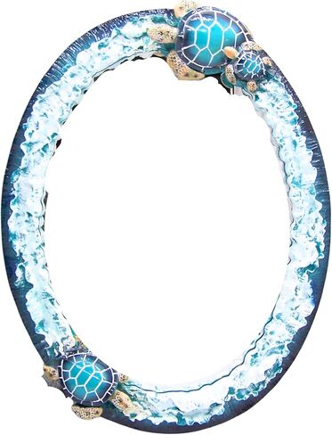Blue Sea Turtle Framed Mirror, Unique Wall Hanging Mirror, Nautical Home Decoration, 18.5 Inches in Saudi Arabia