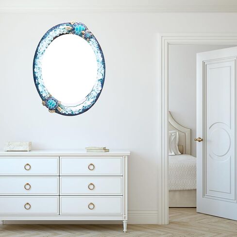 Blue Sea Turtle Framed Mirror, Unique Wall Hanging Mirror, Nautical Home Decoration, 18.5 Inches in Saudi Arabia