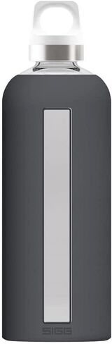 SIGG Water Bottle-Star Glacier Light Grey Soft Silicon Cover-Leakproof-Dishwasher Safe-BPA Free-Broscilate Glass, 29 oz in Saudi Arabia