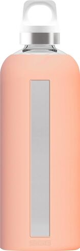 SIGG Water Bottle-Star Glacier Light Grey Soft Silicon Cover-Leakproof-Dishwasher Safe-BPA Free-Broscilate Glass, 29 oz in Saudi Arabia