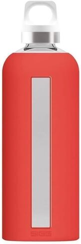 SIGG Water Bottle-Star Glacier Light Grey Soft Silicon Cover-Leakproof-Dishwasher Safe-BPA Free-Broscilate Glass, 29 oz in Saudi Arabia