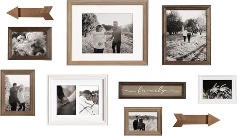 Kate and Laurel Bordeaux Expressions Wall Decor Collection, Set of 10, Industrial Farmhouse Finishes, Assorted Size Frames and Decorative Wall Accents in Saudi Arabia