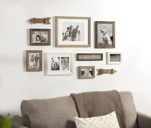 Kate and Laurel Bordeaux Expressions Wall Decor Collection, Set of 10, Industrial Farmhouse Finishes, Assorted Size Frames and Decorative Wall Accents in Saudi Arabia