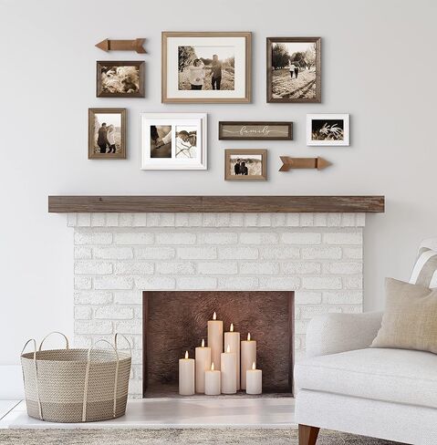 Kate and Laurel Bordeaux Expressions Wall Decor Collection, Set of 10, Industrial Farmhouse Finishes, Assorted Size Frames and Decorative Wall Accents in Saudi Arabia