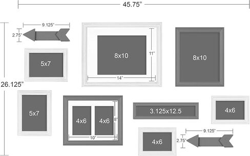 Kate and Laurel Bordeaux Expressions Wall Decor Collection, Set of 10, Industrial Farmhouse Finishes, Assorted Size Frames and Decorative Wall Accents in Saudi Arabia
