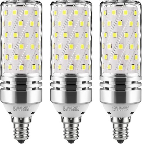 لمبة LED أسطوانية 15 وات، 3000 كلفن (أبيض دافئ)، مصابيح إضاءة E26 LED تعادل 120 وات، 1500 لومن، مصابيح ثريا LED، مصباح LED غير قابل للضوء (3 عبوات) in Kuwait
