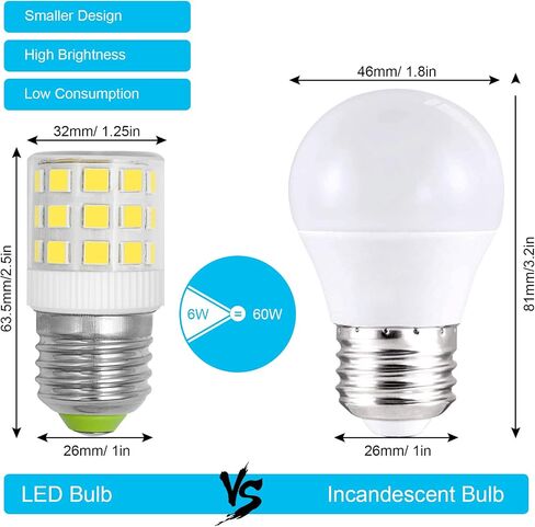 KEI D34L Refrigerator Bulb Replacement AC100-265V 3.5W Refrigerator Bulb Frigidaire Daylight White 600LM 4W Equivalent 40W Refrigerator Light Bulb Fridge Light Bulb Appliance Lighting,1-Pack in Saudi Arabia