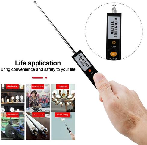 Neon Tube Tester,LED Tester,Battery Powered Portable Handheld Universal Neon Tube Lamp Fluorescent Light Bulb Tester,Lamp Diagnostic Detector,for Testing Various Lamp Light Tube(No Battery Included) in Saudi Arabia