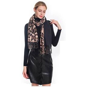 Women's Designer Stylish Leopard Print Scarf Black Leopard S5014