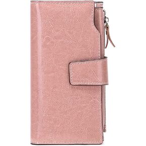 SENDEFN Long Women Leather Wallet Clutch RFID Blocking Clutch Card Holder Ladies Purse Zipper Pocket with Gift Box (Brown)