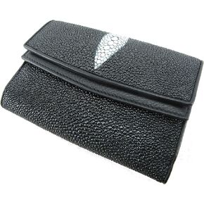 PELGIO Genuine Stingray Skin Women's Medium Clutch Wallet Purse (Black)