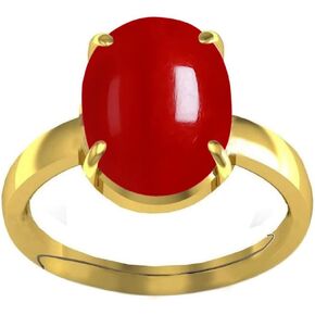 6.25 Carat Natural Red Coral Panchdhatu Ring For Men And Women