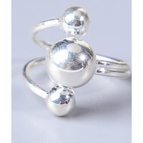 Awmnjtmgpw 925 Sterling Silver 18K Gold hip hop ring round bead temperament planet index finger irregular geometric ball ring with adjustable opening