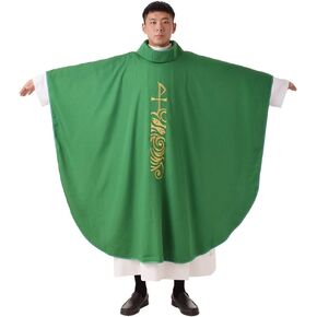 BLESSUME Church Priest Chasuble Embroidered Vestments Green