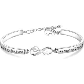 Nurse's Prayer Bracelet Nursing Bracelet Prayer Inspirational Bracelet Nurse Heartbeat Jewelry Gift For Nursing Students RN