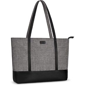 MOSISO Laptop Tote Bag for Women (15-16 inch), Polyester PU Leather Lightweight Business Travel School Bag with Front 3 Pockets