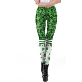 Fairy Baby Women St.Patricks Day Tights Stretchy Leggings Skinny Pant for Yoga Running Shamrock Clover Green Lucky Pants