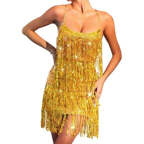 فستان كاكاكو سباركلي مزين بالترتر، فستان سهل الارتداء مزين بالترتر، فساتين ديسكو متوسطة الطول للنساء in Kuwait