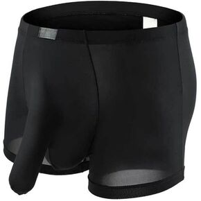 AIVibrat Mens Elephant Trunk Underwear Sexy Ice Silk Solid Color Separate Pouch Boxer Briefs
