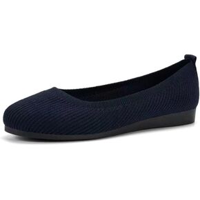 Flats Shoes for Women, Square Toe Ballet Flats Shoes with Arch Support, Knit Flats for Women Slip On Walking Flat Dress Shoes
