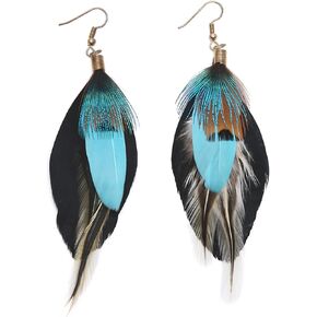 Lureme Bohemian Jewelry Multicolor Drop Shaped Peacock Feather Hook Dangle Earrings (02003508)