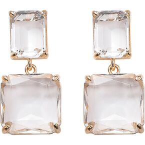 Crystal Square Earrings for Women Clear Earrings Rhinestone Geometric Earrings Transparent Rectangle Drop Earrings Wedding Bridal Birthday Jewelry Gift for Women Girls
