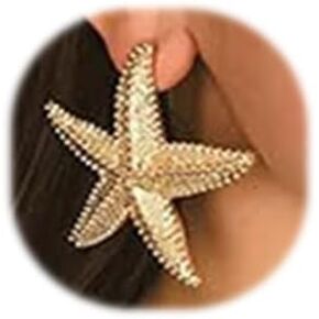 Halloween Statement Big Starfish Earrings Gold Star Earrings for Women Fashion Jewelry Casual Women Accessories for Bridesmaids Gift and Women Girls (Gold)