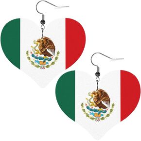 Jamaica Flag Faux Leather Earrings For Women Girls Lightweight Heart Dangle Earrings Gift