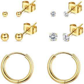 FASACCO 5 أزواج G23 طقم أقراط من التيتانيوم لثقب متعدد أقراط لا تسبب الحساسية 2 مم 3 مم تشيكوسلوفاكيا الكرة مسمار مجموعة الأقراط in Kuwait