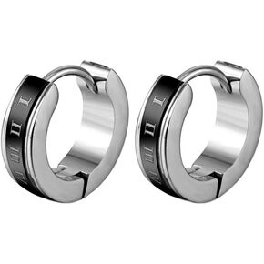 HIJONES Stainless Steel Small Hoop Huggie Hinged Earrings Ear Stud Piercings for Men and Women