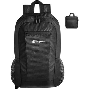 15L Hiking Daypack, Water Resistant Small Backpack Travel Outdoor, Lightweight Day Pack with Emergency Whistle (Blinking Black)