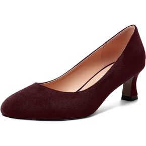 MOVINSTEPS Womens Dress Office Suede Slip On Round Toe Spool Low Heel Pumps Shoes 2 Inch