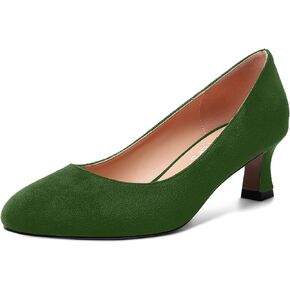 MOVINSTEPS Womens Dress Office Suede Slip On Round Toe Spool Low Heel Pumps Shoes 2 Inch