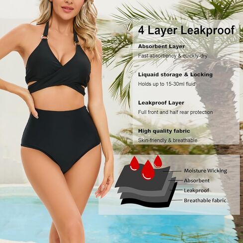 ملابس سباحة نسائية من SherryDC، ملابس سباحة بكيني، ملابس سباحة عالية الخصر، ملابس داخلية للفتيات المراهقات باللون الأسود in Kuwait