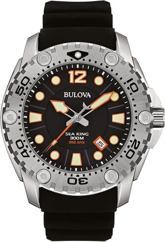 Bulova Men's 96B228 Sea King Analog Display Japanese Quartz Black Watch in Saudi Arabia