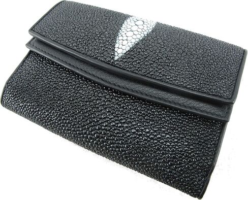 PELGIO Genuine Stingray Skin Women's Medium Clutch Wallet Purse (Black) in Kuwait