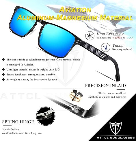 ATTCL Polarized UV Protection Fishing golf Driving Sunglasses for Men Al-Mg Metal Frame Ultra Light in Saudi Arabia