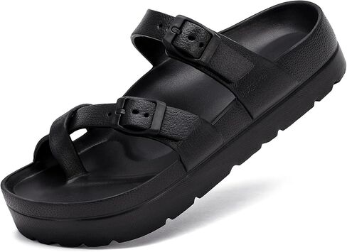 SOSOWHLTE Womens Platform Sandals Arch Support Slide with Adjustable Buckle | Thick Cushioned Sole, Lightweight, Non-Slip, Ring Toe Design, Beach, Pool, Garden, Travel, Shower, Daily Wear in Saudi Arabia