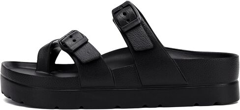 SOSOWHLTE Womens Platform Sandals Arch Support Slide with Adjustable Buckle | Thick Cushioned Sole, Lightweight, Non-Slip, Ring Toe Design, Beach, Pool, Garden, Travel, Shower, Daily Wear in Saudi Arabia