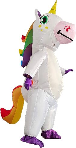Halford Inflatable Unicorn Costume for Adults, Deluxe Seven-color Rainbow Unicorn Suit for Halloween Cosplay Party Props in Kuwait
