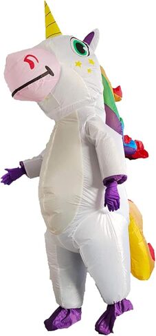 Halford Inflatable Unicorn Costume for Adults, Deluxe Seven-color Rainbow Unicorn Suit for Halloween Cosplay Party Props in Kuwait