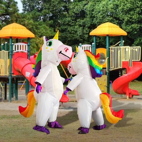 Halford Inflatable Unicorn Costume for Adults, Deluxe Seven-color Rainbow Unicorn Suit for Halloween Cosplay Party Props in Kuwait