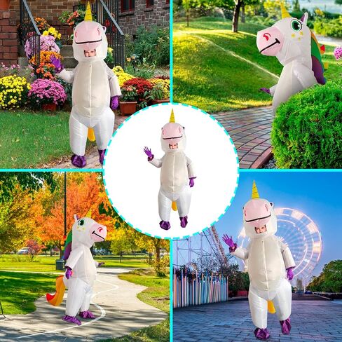 Halford Inflatable Unicorn Costume for Adults, Deluxe Seven-color Rainbow Unicorn Suit for Halloween Cosplay Party Props in Kuwait