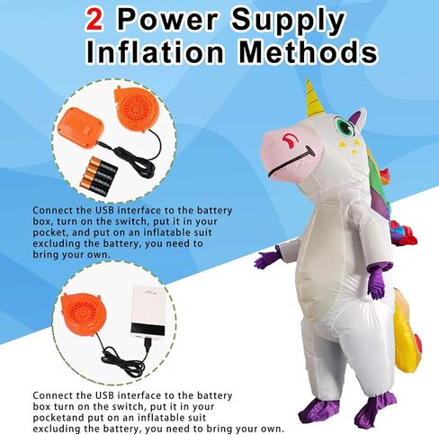 Halford Inflatable Unicorn Costume for Adults, Deluxe Seven-color Rainbow Unicorn Suit for Halloween Cosplay Party Props in Kuwait