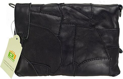 Sibalasi-Women Colorblock جلد الخراف متعدد الألوان حقيبة كروسبودي حقيبة يد سوداء هالوين الجمجمة مرصعة المحفظة in Kuwait